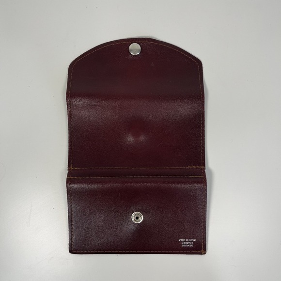 Burgundy Genuine Leather Wallet Wine Maroon Made in USA Silver Hardware - Picture 3 of 11